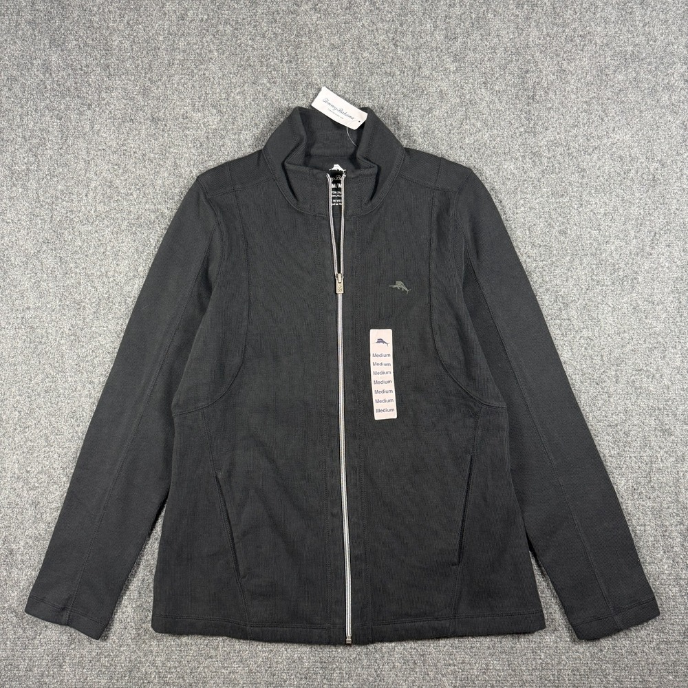 NWT Tommy Bahama Aruba Angle Pocket Full-Zip Jacket Black Womens Medium Comfy